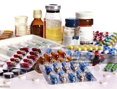 Group blister pack of pills. Remedy isolated.